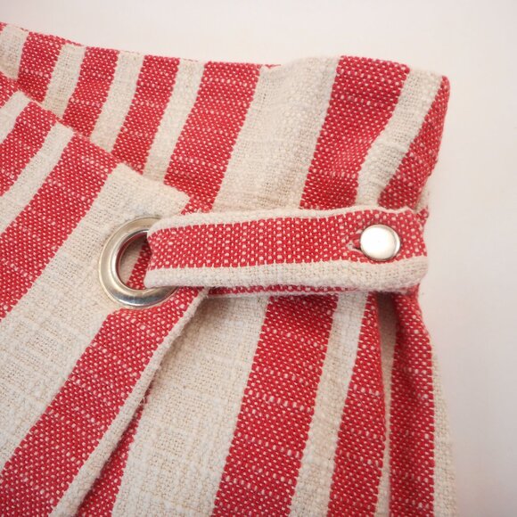 Free People Its A Wrap Skirt S Coastal Striped Lined Beachy Red Cream Peppermint - Picture 7 of 10